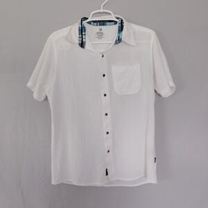Kuhl White Cotton Blend Short Sleeve Button Up Shirt Men's Medium